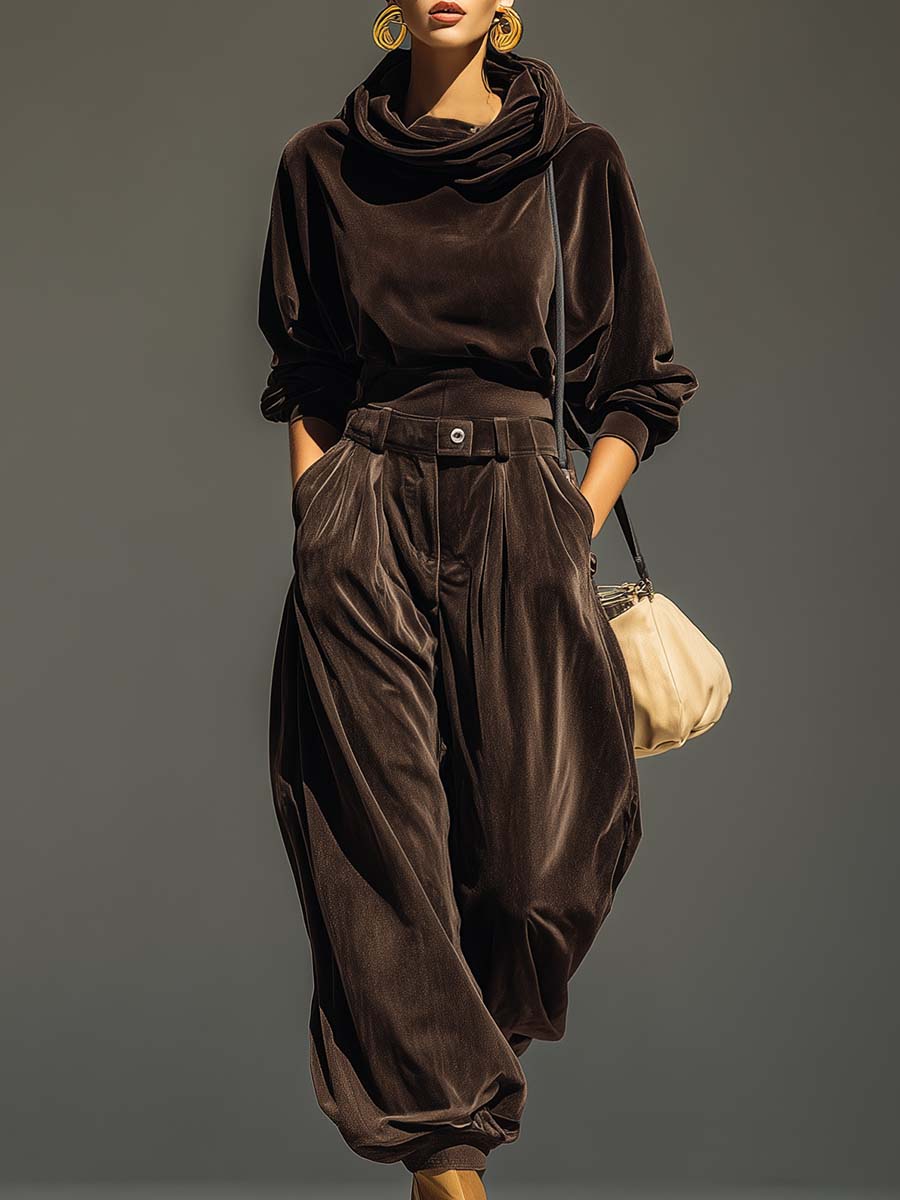 Baltasara | Conjunto Retro de Terciopelo con Sudadera y Pantalón Ancho