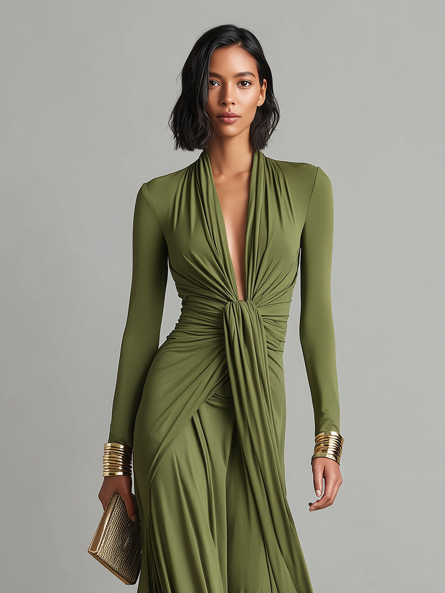 Nazaret | Vestido Largo Verde Oliva