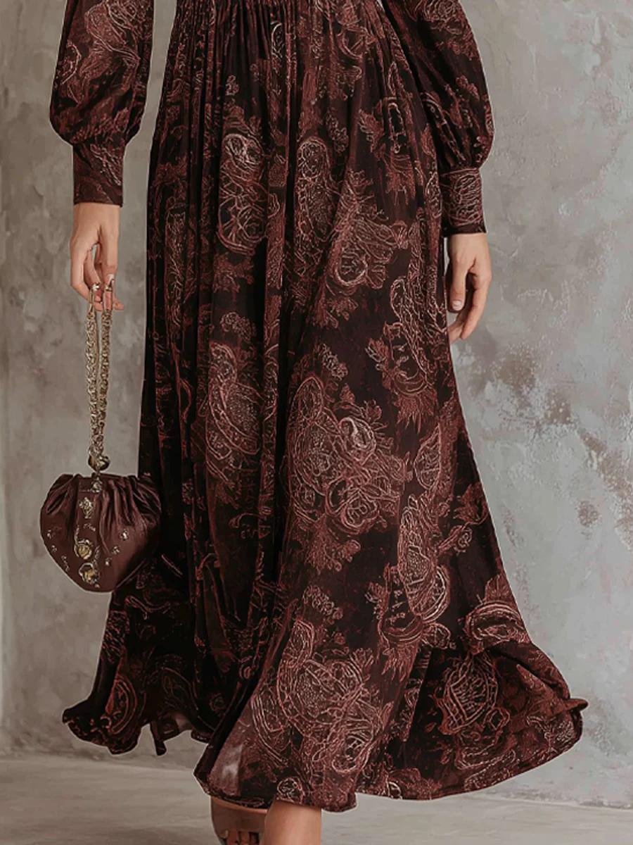Argentina | Vestido Midi con Estampado de Cachemir y Cuello con Cremallera