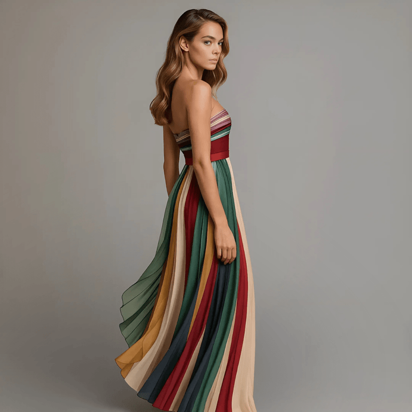 Jerónima | Vestido Largo de Paneles de Colores