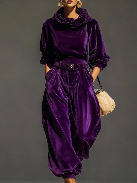 Baltasara | Conjunto Retro de Terciopelo con Sudadera y Pantalón Ancho