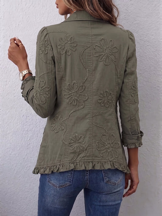 Eumelia | Chaqueta Utilitaria Bordada con Flores