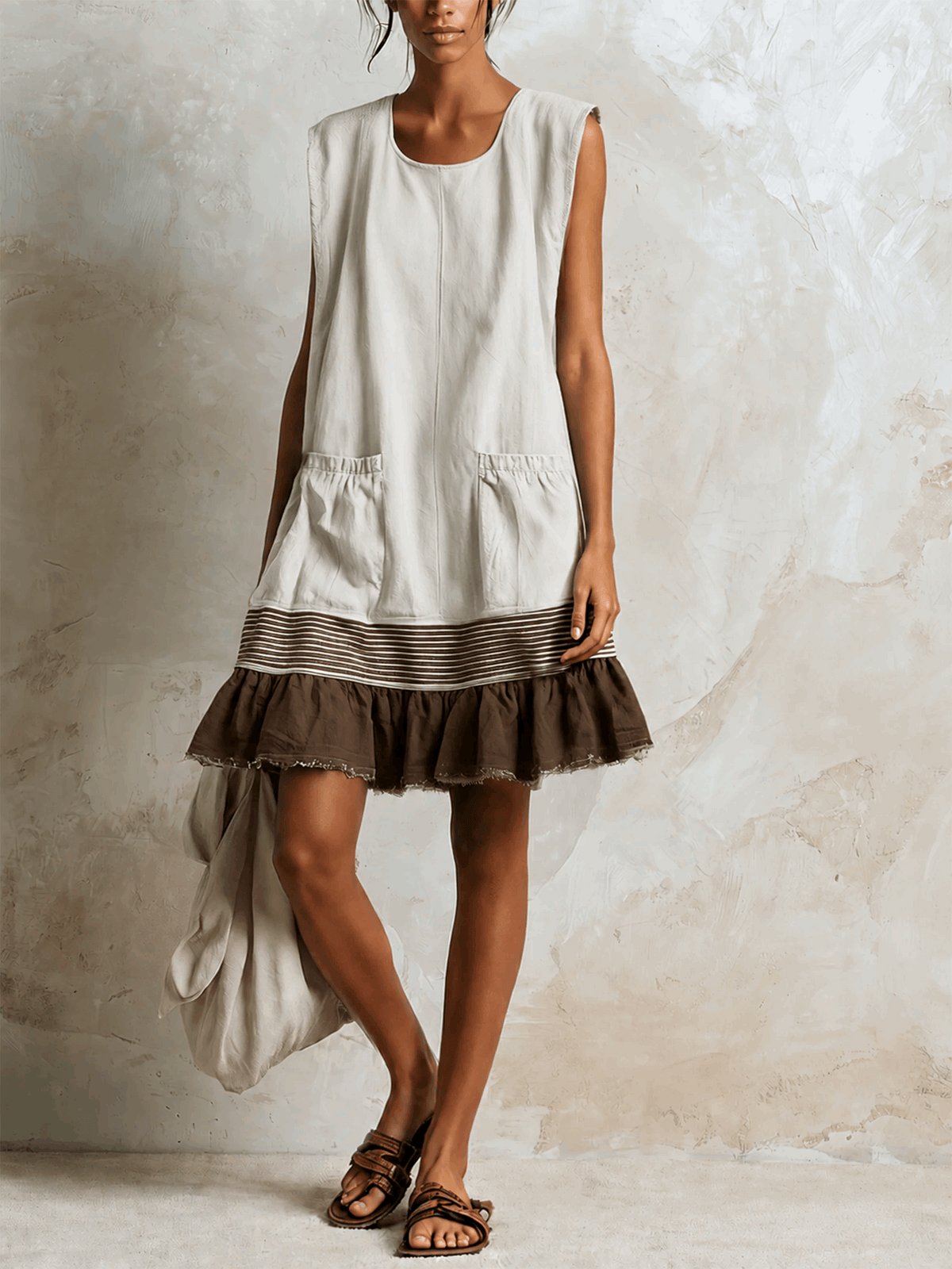 Flavia | Vestido Bohemio de Rayas con Volante