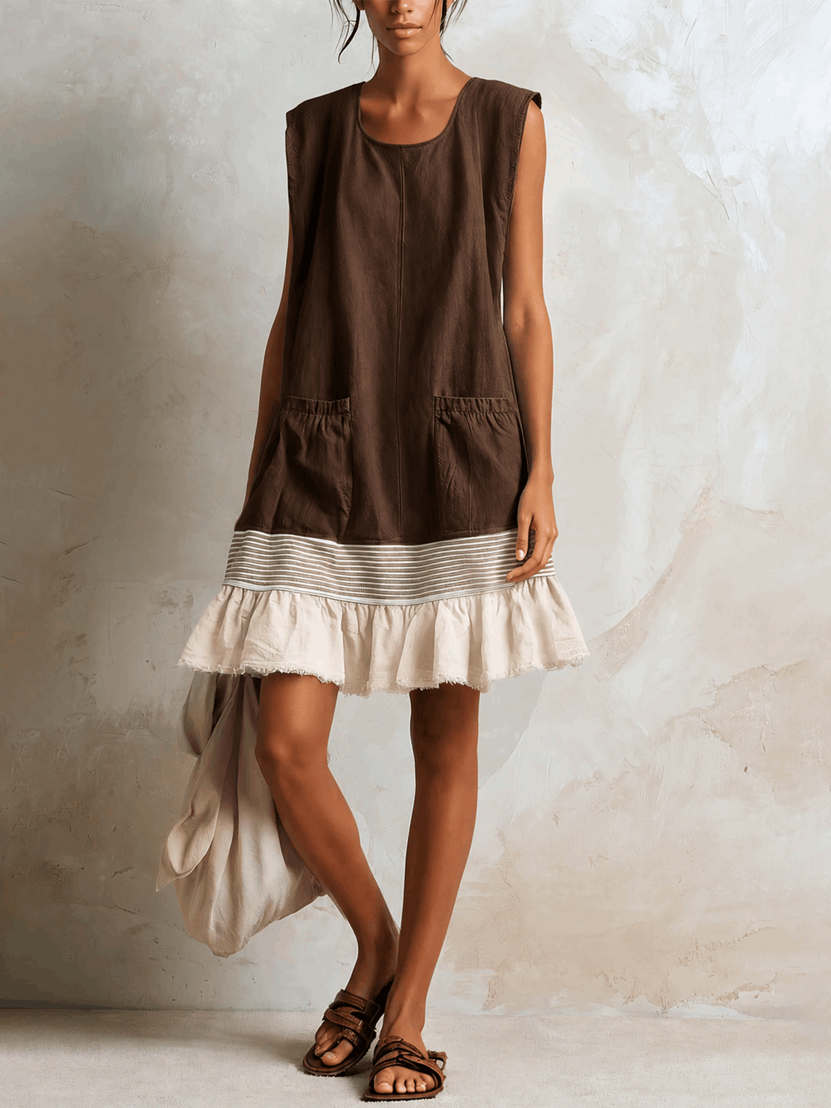 Flavia | Vestido Bohemio de Rayas con Volante