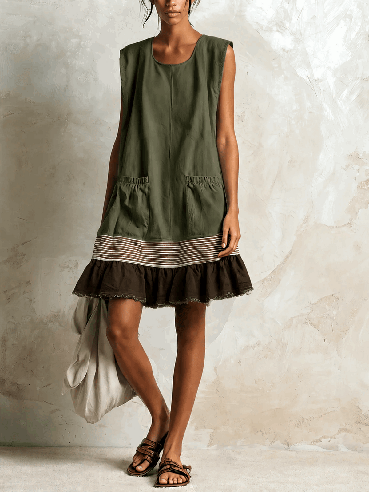 Flavia | Vestido Bohemio de Rayas con Volante